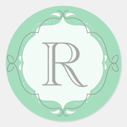 ミントドードルフレームモノグラム封筒用シール ラウンドシール (正面)