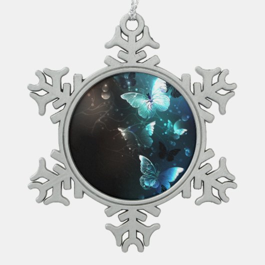 ミントナイトチョウ スノーフレークピューターオーナメント (正面)