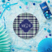 ミントネイビーホワイトマ名門私立校風のドラスクローバーモノグラム ペーパープレート (パーティー)