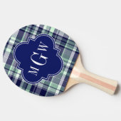 ミントネイビーホワイトマ名門私立校風のドラスクローバーモノグラム 卓球ラケット (横)