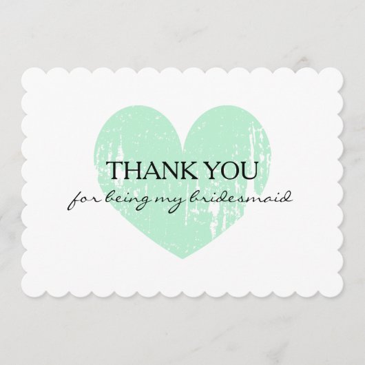 ミントハートのウェディングプランナーカード あなたがブライズメイドでいてくれてありがとう サンキューカード (正面)