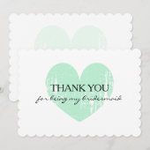 ミントハートのウェディングプランナーカード あなたがブライズメイドでいてくれてありがとう サンキューカード (正面/裏面)