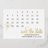 ミントハートカレンダー結婚式 Save the Date 箔招待状 (正面)