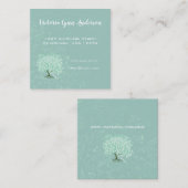 ミントハートリーフツリーボーホーフローラと羽 スクエア名刺 (正面/裏面)