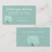 ミントハートリーフツリーボーホーフローラと羽 名刺 (正面/裏面)