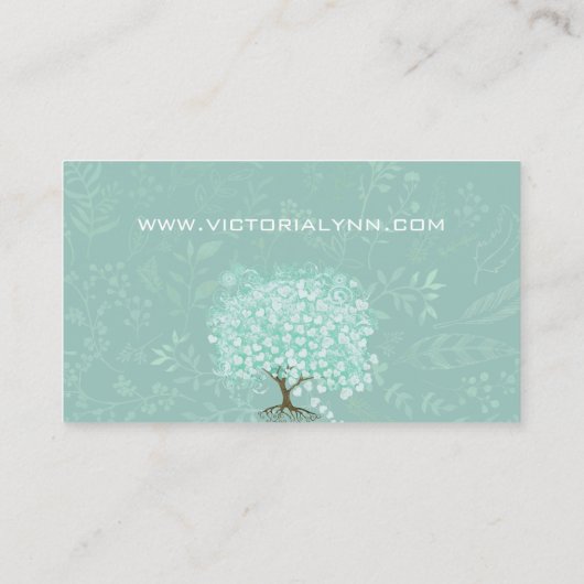 ミントハートリーフツリーボーホーフローラと羽 名刺 (裏面)