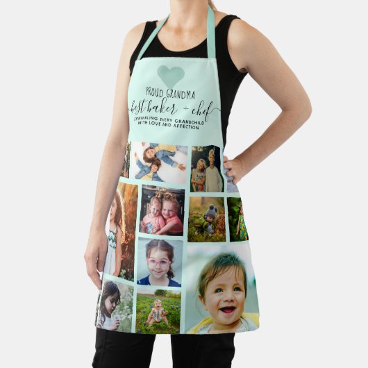 ミントハート最高のベーカーシェフおばあちゃんフォトコラージュ エプロン (インサイチュ)