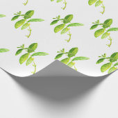 ミントハーブウォーターカラーグリーンガーデンプラントキッチン ラッピングペーパー (角)