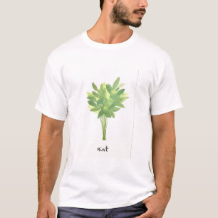 ミントハーブ植物園ヴィンテージ水色 Tシャツ