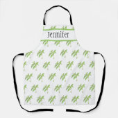 ミントハーブ植物植物グリーンガーデンの水色 エプロン (正面)