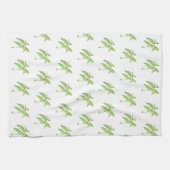 ミントハーブ植物植物グリーンガーデンの水色 キッチンタオル (横)