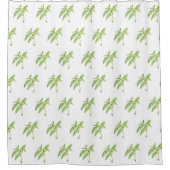 ミントハーブ植物植物グリーンガーデンの水色 シャワーカーテン (正面)