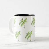 ミントハーブ植物植物グリーンガーデンの水色 ツートーンマグカップ (正面左)