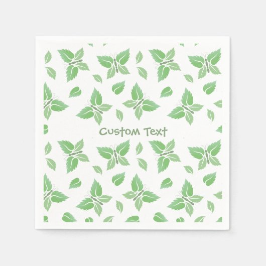 ミントバタフライパターン スタンダードカクテルナプキン (正面)
