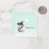 ミントバニーハート紙吹雪ありがとうノートカード ノートカード (正面/裏面インサイチュ)
