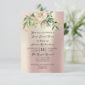 ミントバラシャンパイニュ金ゴールドフローラウォーターカラーパール 招待状 (スタンド正面)