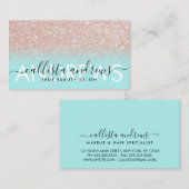 ミントバラ金ゴールドグラデーショングリッターメイクアップヘアサロン 名刺 (正面/裏面)