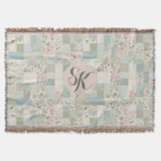 ミントパッチワークモノグラム スローブランケット