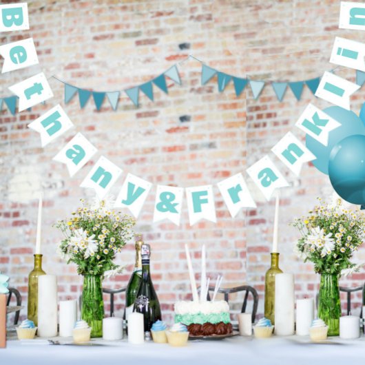 ミントパーソナライズされたまたはカスタム任意の色結婚の バンティングフラッグ