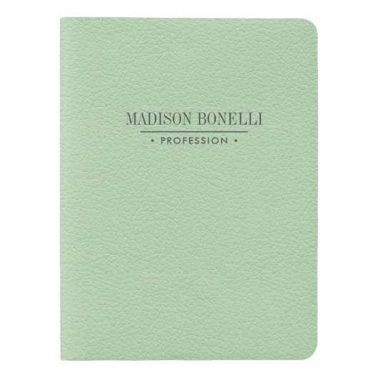 ミントパーソナライズされたエレガントグリーンレザーフェミニン エクストララージMoleskineノートブック (正面)