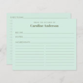 ミントパーソナライズされたグリーンお気に入りのレシピシェフベイカー (正面/裏面)