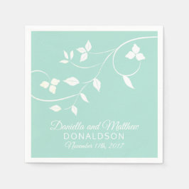 ミントパーソナライズされたグリーンつる植物結婚ズ スタンダードカクテルナプキン