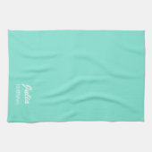 ミントパーソナライズされたグリーンのミニマル キッチンタオル (横)