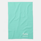 ミントパーソナライズされたグリーンのミニマル キッチンタオル (縦)