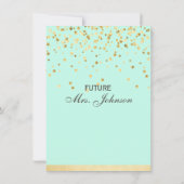 ミントパーソナライズされたグリーン金ゴールドブライダルシャワー招待状 招待状 (裏面)