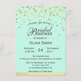 ミントパーソナライズされたグリーン金ゴールドブライダルシャワー招待状 招待状