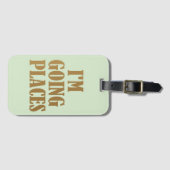 ミントパーソナライズされたグリーン金ゴールド行く場所 ラゲッジタグ (正面横)