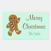 ミントパーソナライズされたジンジャーブレッドのシール 長方形シール (正面)