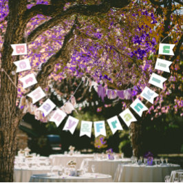 ミントパーソナライズされたピンクまたはカスタム任意の色結婚の バンティングフラッグ