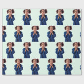 ミントパーソナライズされたフォトコラージュ子供の誕生日 ラッピングペーパー (フラット)