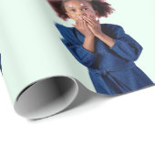 ミントパーソナライズされたフォトコラージュ子供の誕生日 ラッピングペーパー (ロールコーナー)