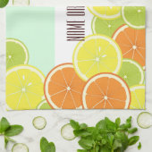 ミントパーソナライズされたモダングリーンシトラスフルーツスライス キッチンタオル (折り畳み)