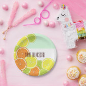 ミントパーソナライズされたモダングリーンシトラスフルーツスライス ペーパープレート (パーティー)