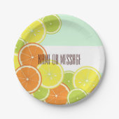 ミントパーソナライズされたモダングリーンシトラスフルーツスライス ペーパープレート (正面)