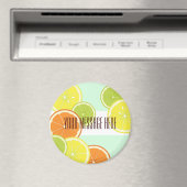 ミントパーソナライズされたモダングリーンシトラスフルーツスライス マグネット (インサイチュ (食洗機))