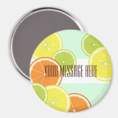 ミントパーソナライズされたモダングリーンシトラスフルーツスライス マグネット (正面/裏面)