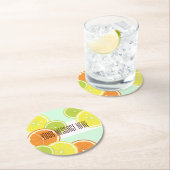 ミントパーソナライズされたモダングリーンシトラスフルーツスライス ラウンドペーパーコースター (インサイチュ)