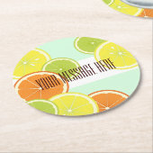 ミントパーソナライズされたモダングリーンシトラスフルーツスライス ラウンドペーパーコースター (アングル)