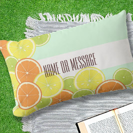 ミントパーソナライズされたモダングリーンシトラスフルーツスライス ランバークッション