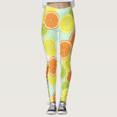 ミントパーソナライズされたモダングリーンシトラスフルーツスライス レギンス (正面)