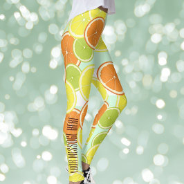 ミントパーソナライズされたモダングリーンシトラスフルーツスライス レギンス
