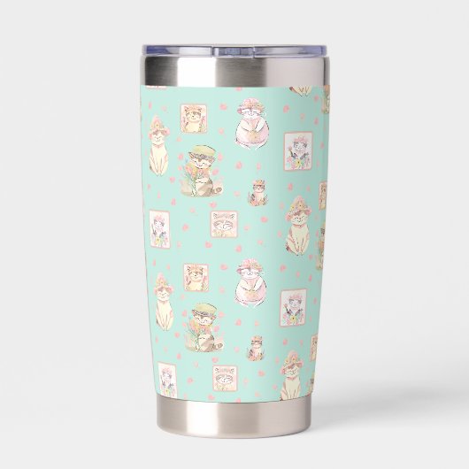 ミントパーフェクトママキャットボホ春ハット 保温保冷タンブラー (背面)