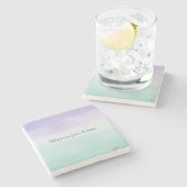 ミントパープルウォーターカラー絞り染め ストーンコースター (横)