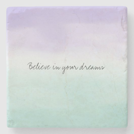 ミントパープルウォーターカラー絞り染め ストーンコースター (正面)