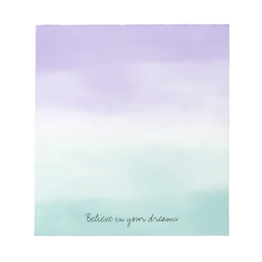 ミントパープルウォーターカラー絞り染め ノートパッド (正面)