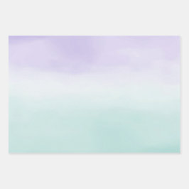 ミントパープルウォーターカラー絞り染め ラッピングペーパーシート
